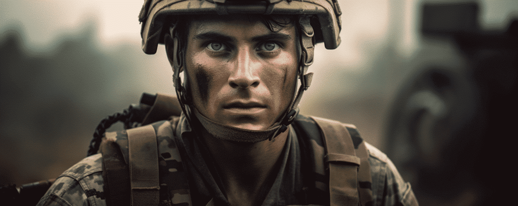 Soldier looking into camera view