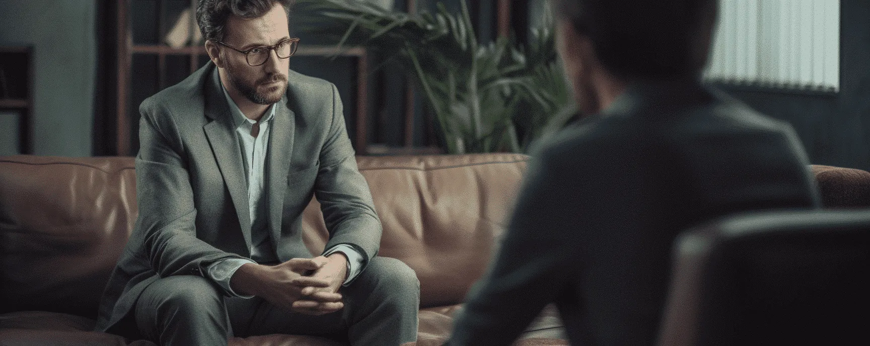 Therapist talking to client