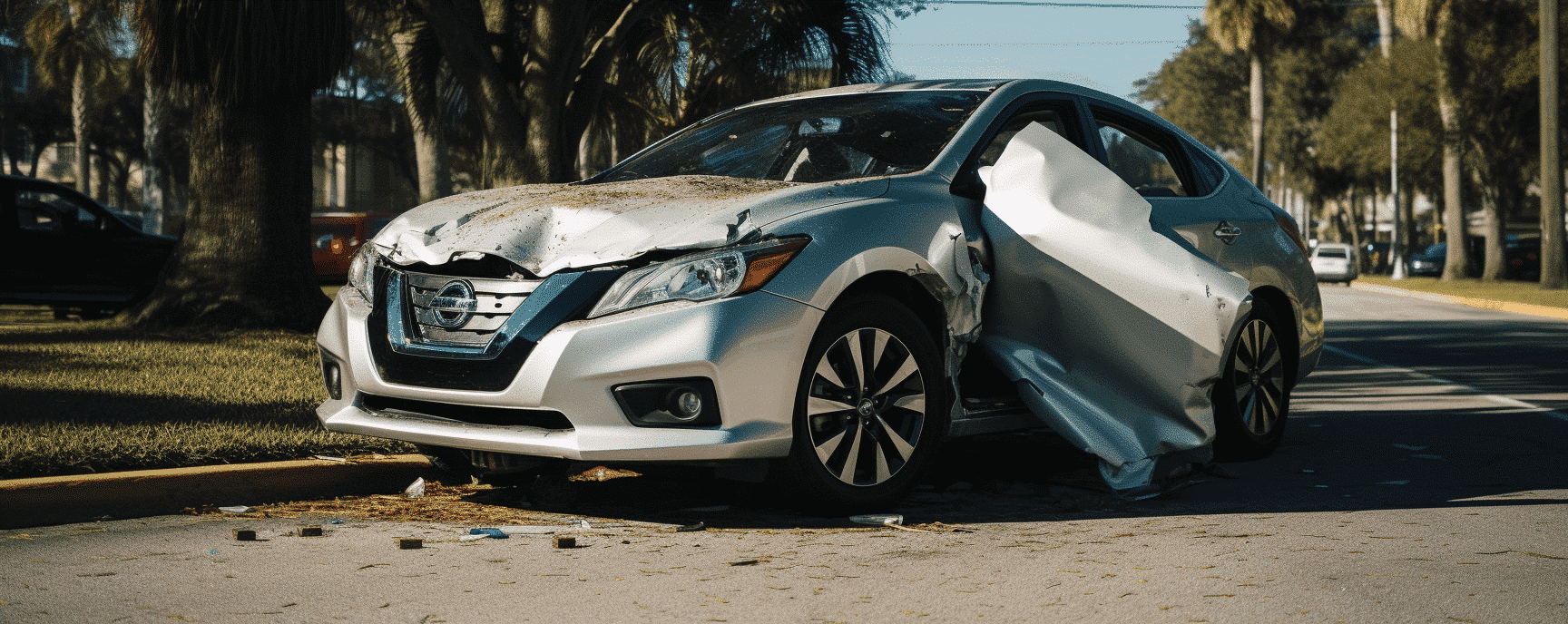 Altima crashed on street