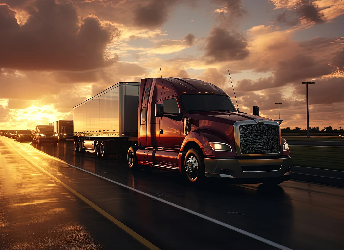 Semi-truck driving down Florida highway