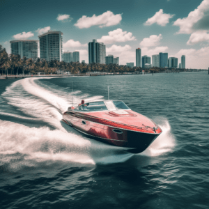 Motor boat waking