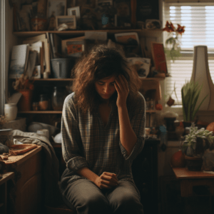 Woman upset in home