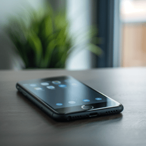 iPhone on table