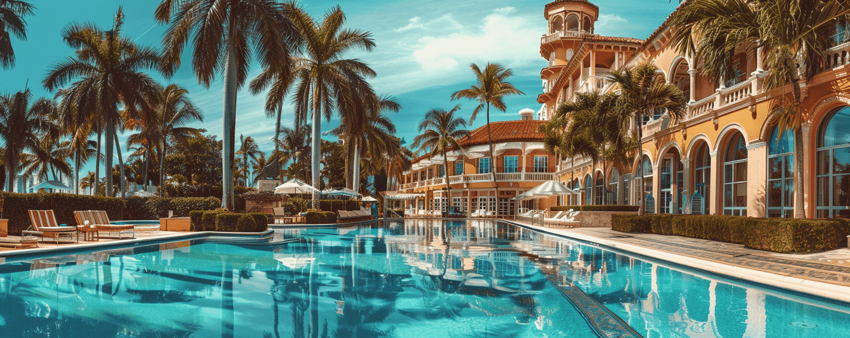 The elegant exterior of an exclusive hotel in Florida.