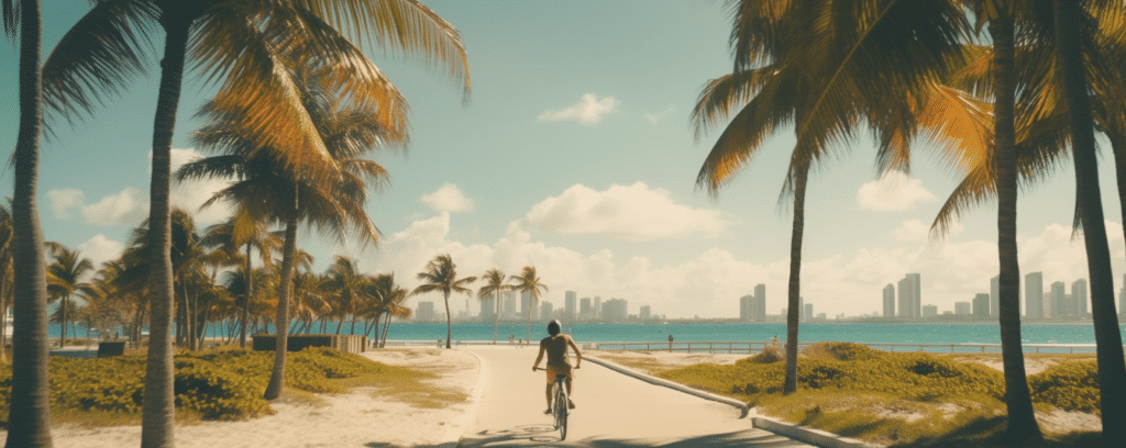 Man riding bicycle in Miami