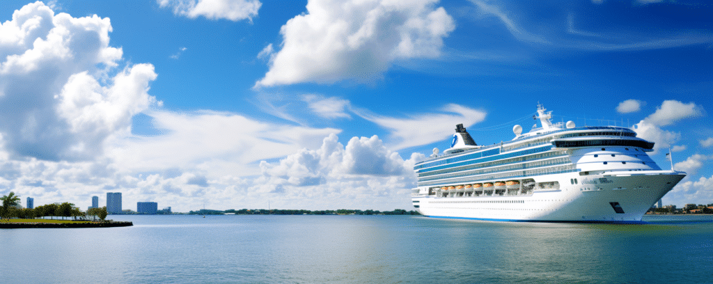 A cruise ship off the coast of Miami