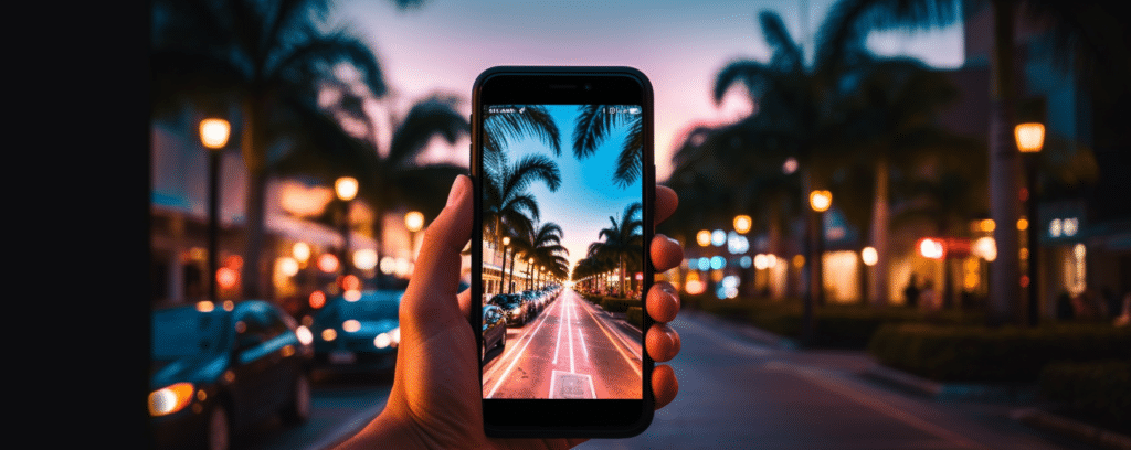 Person taking photo of Miami road