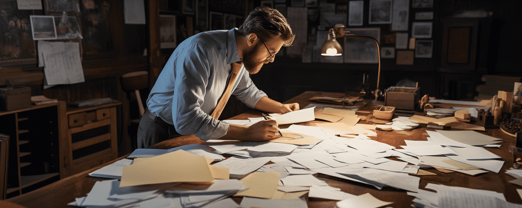 Man looking through papers