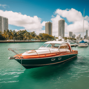 Motor boat in Miami port