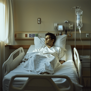 Man laying in hospital bed