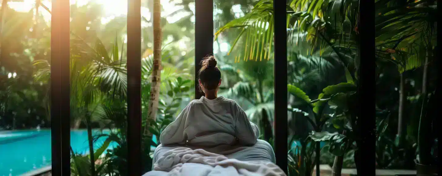 A woman relaxing in a massage parlor