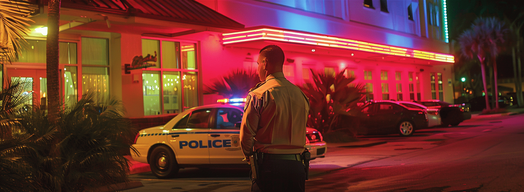 A law enforcement agent positioned outside a massage parlor as part of an anti-human trafficking effort