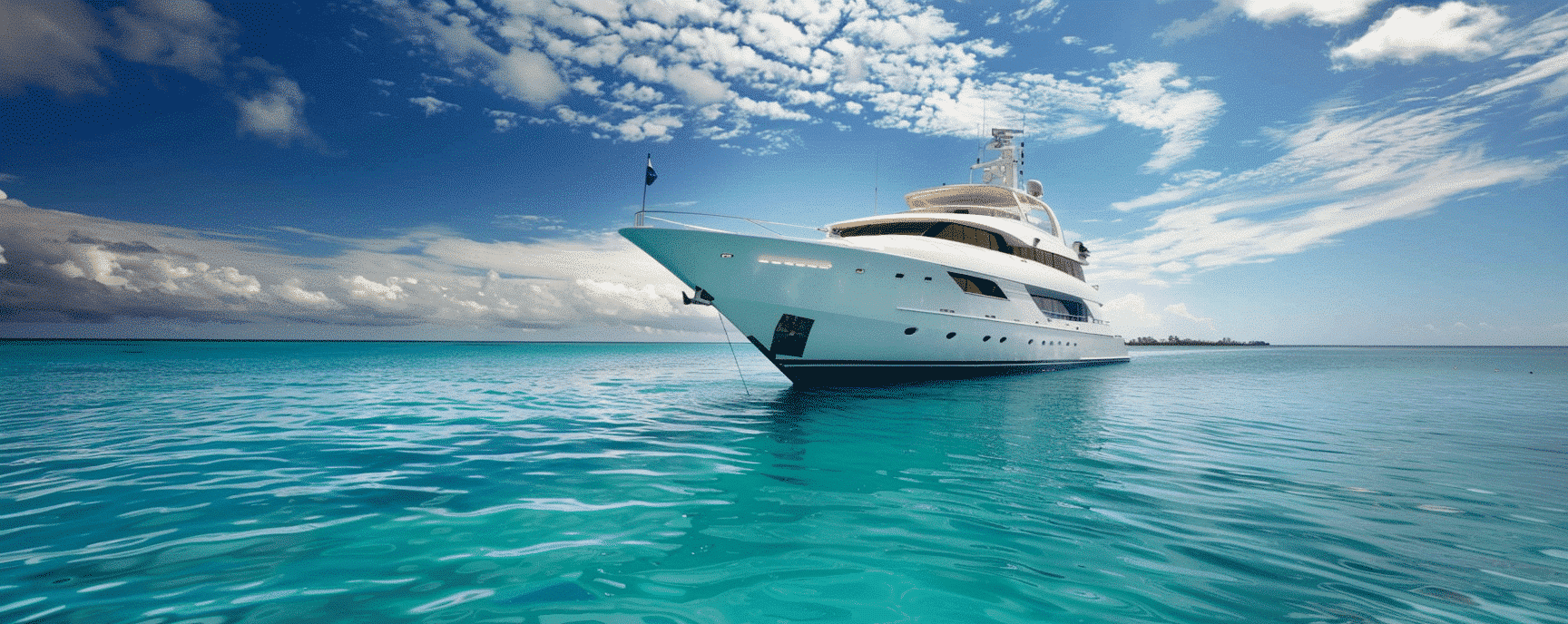 A deluxe chartered yacht navigating through the waters