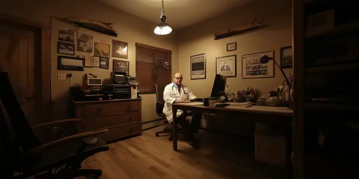 A doctor in his clinic..