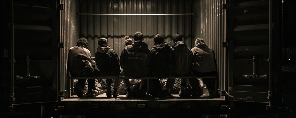 People in Box Container