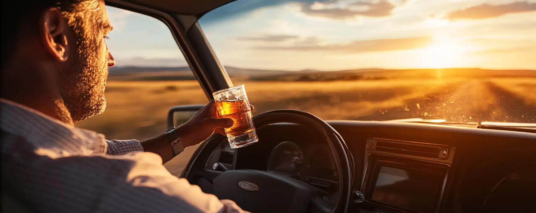 A man drinking while driving
