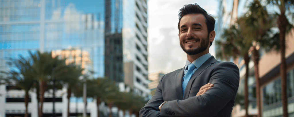 lawyer standing proud