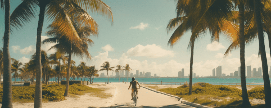 man riding bicycle in miami